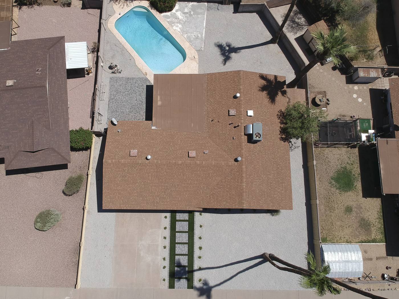 Aerial of lot and pool