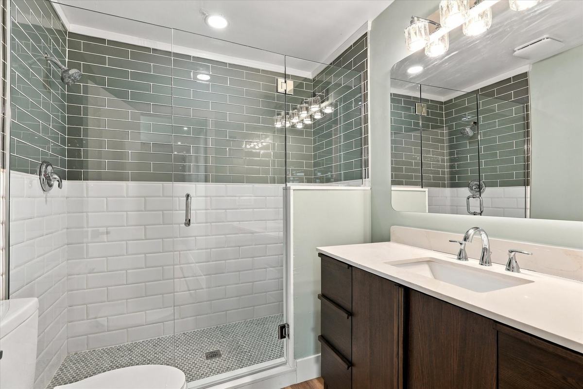 Primary bath with glass shower